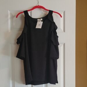 Umgee Black Ruffle Sleeve Tank Top